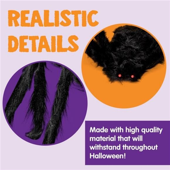 Halloween Realistic Hairy Spiders Set (5 Packs), Halloween Spider Props - Picture 4 of 8